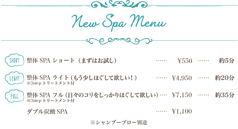 整体スパメニュー